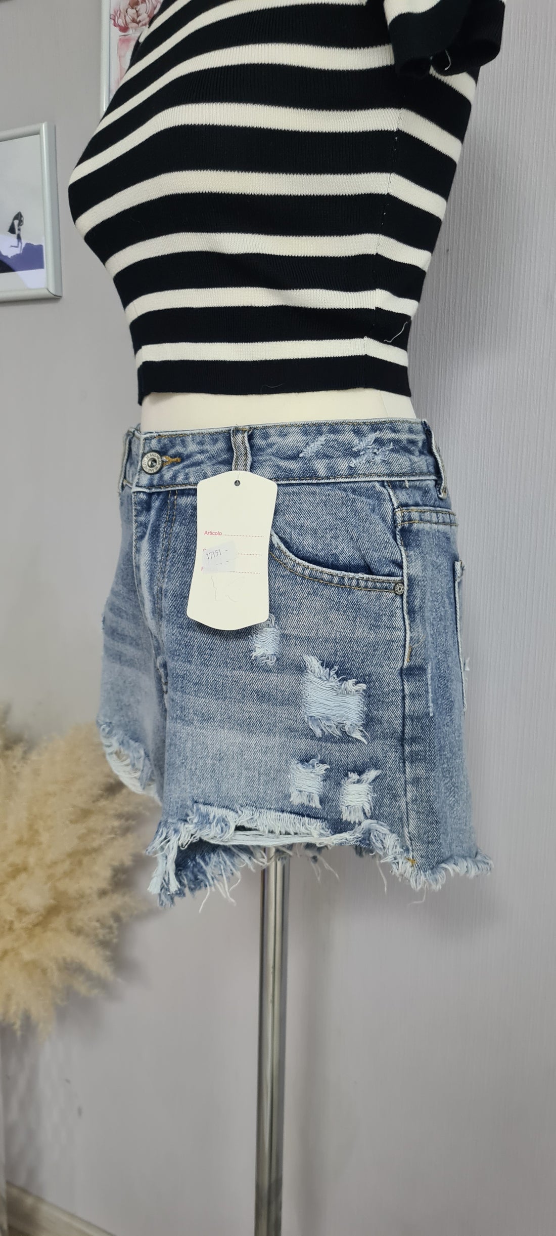 Jeans Shorts mit Fransen in 2Farben