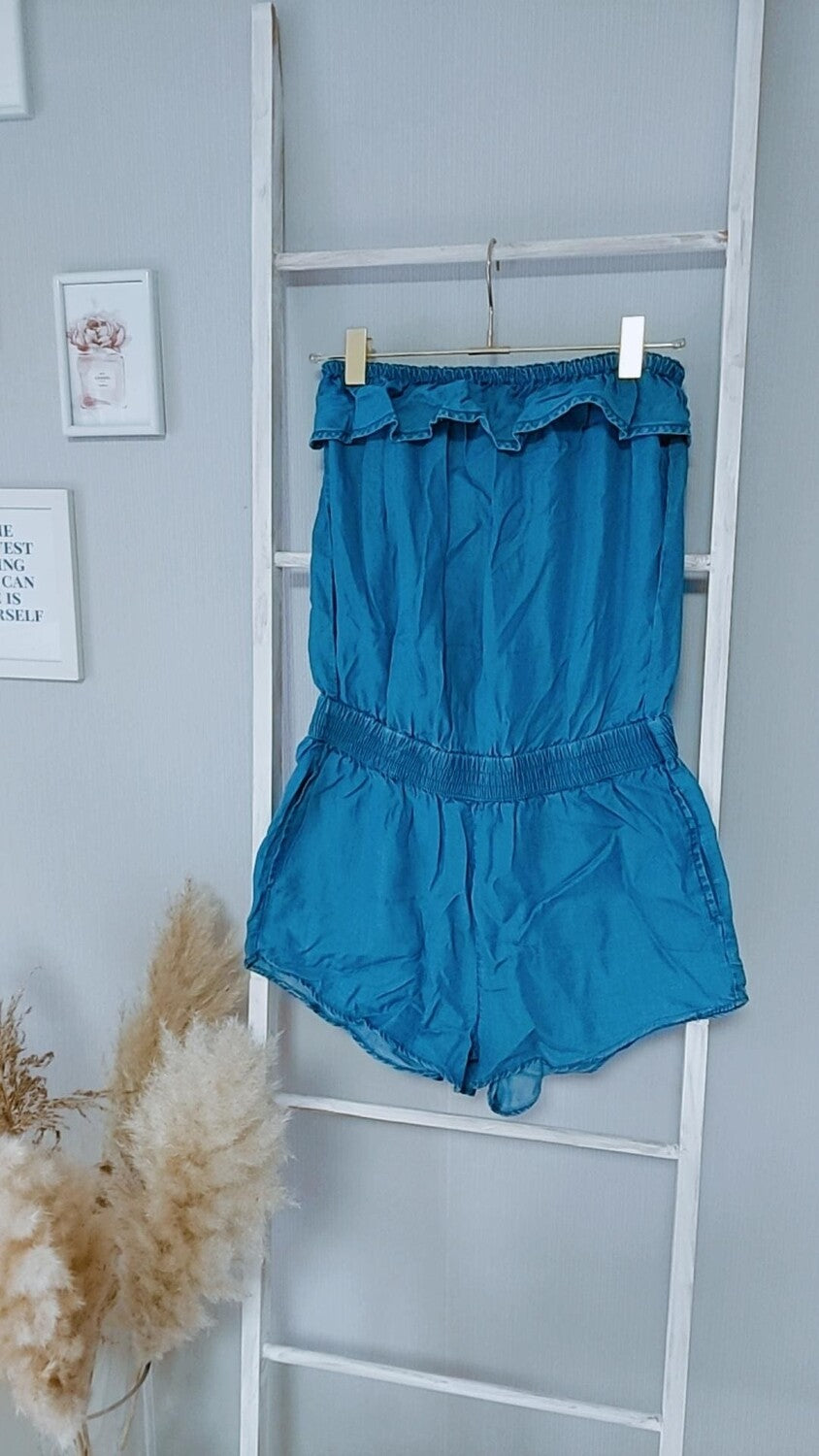 Jumpsuit in Jeans mit Rüschchen LETZTE in L