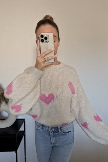 Kuschel Pullover Herz in Pink