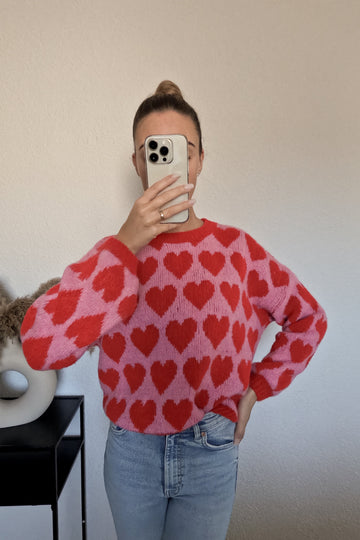 Kuschel Pullover mit Herzmotiv