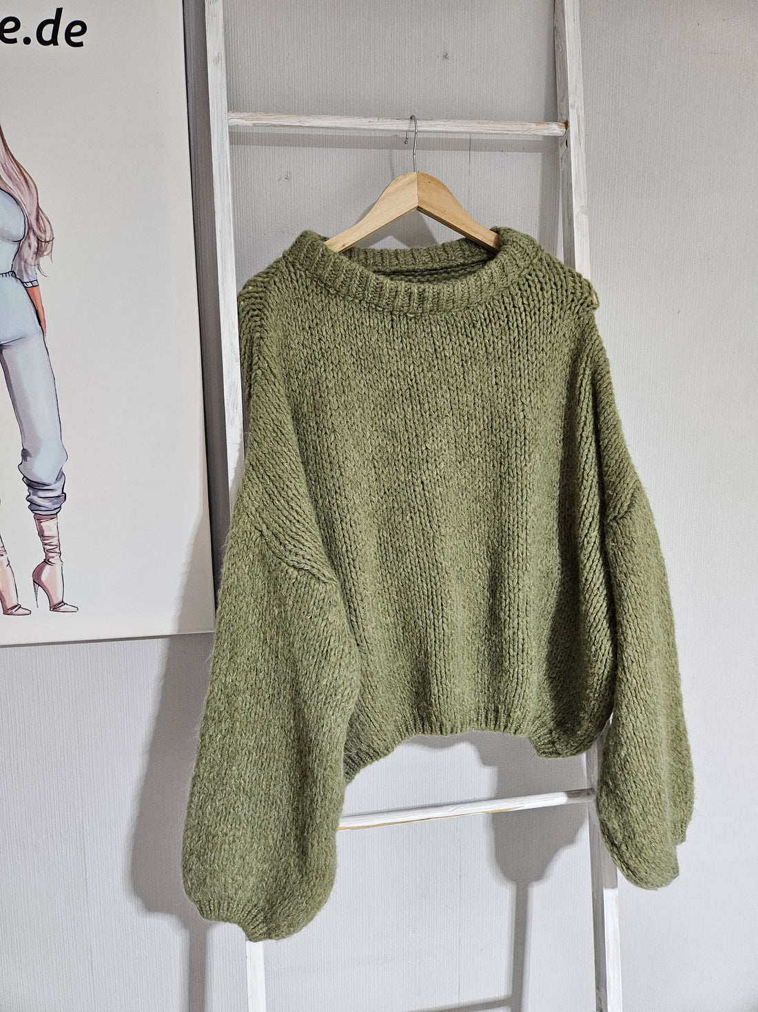 Oversize kuschel Pullover - olivegrün