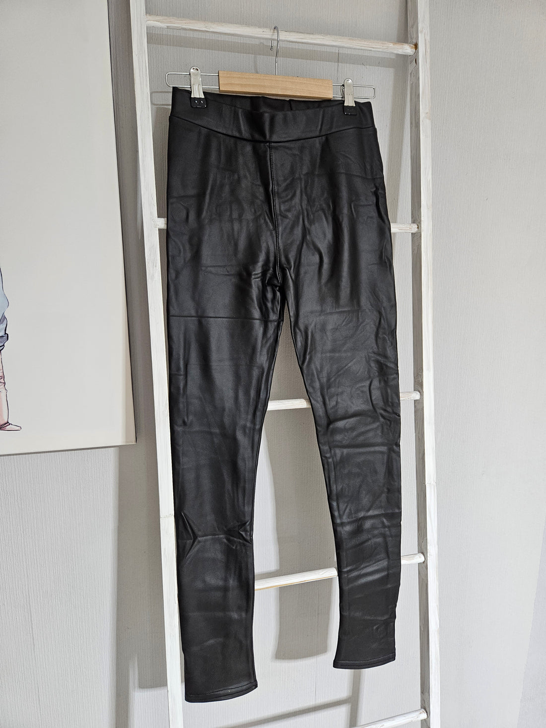 PU Leggings gefüttert Black