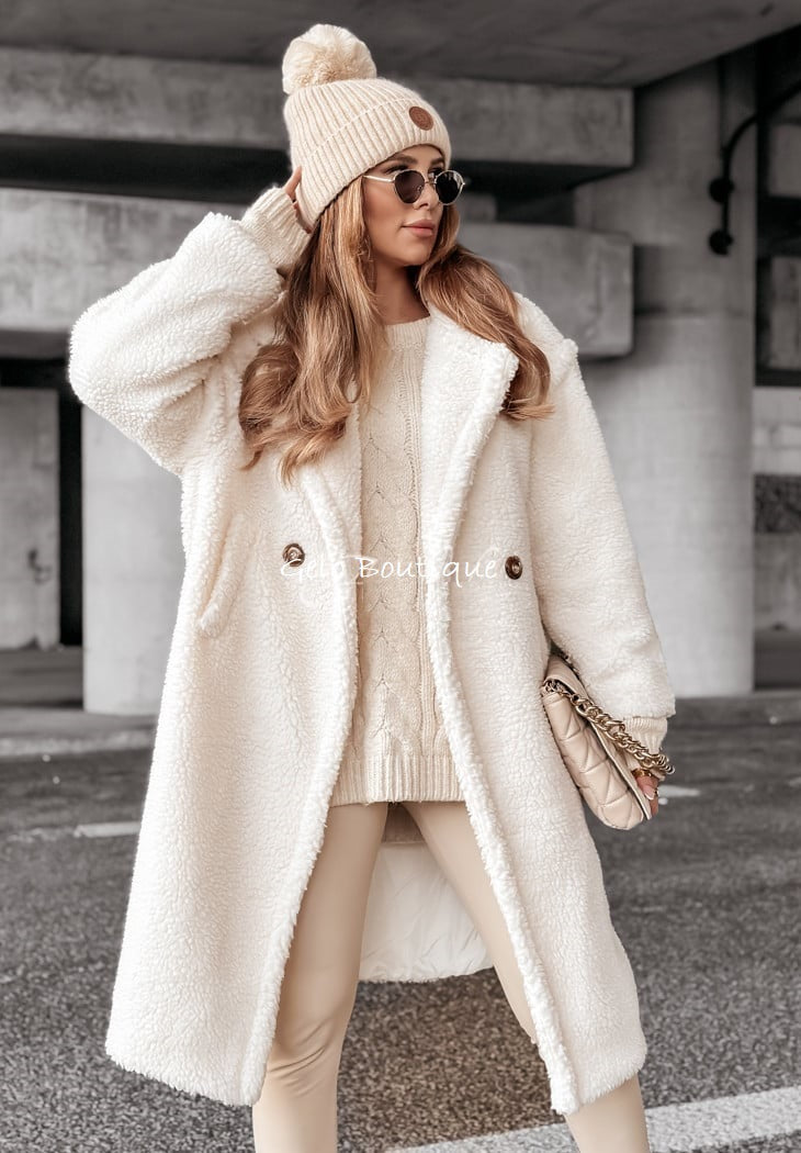 Teddy Mantel Schwarz Weiss Karierter Mantel Teddy Mantel Weiß Und