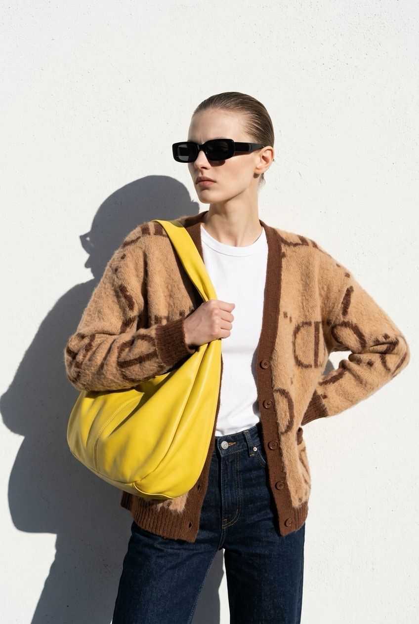 Brown cardigan sweater in one size 34-38 for women