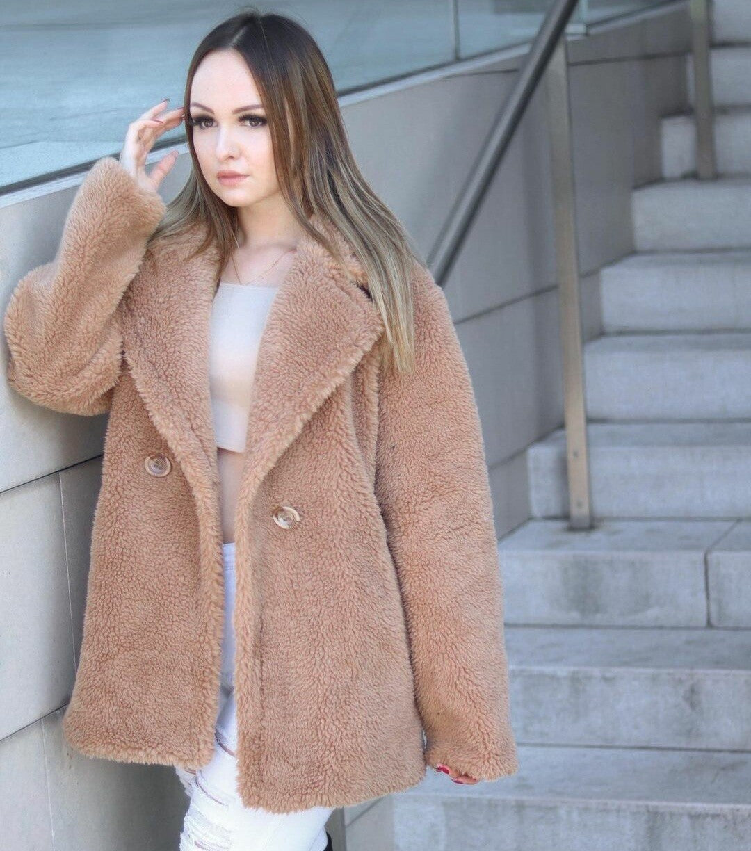 Teddy Mantel Jacke kurz