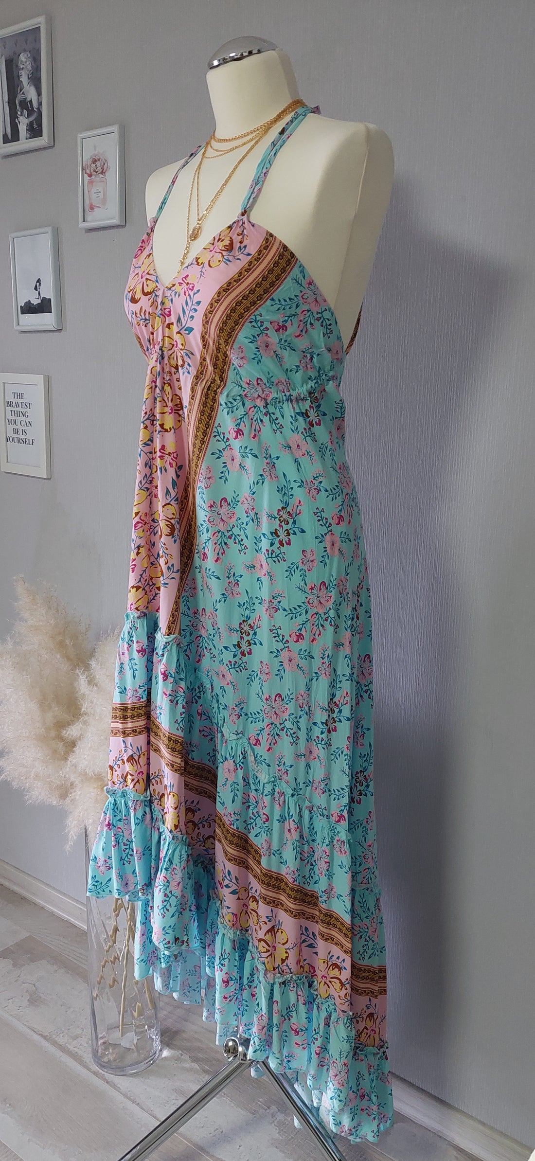 Kleid Türkis Flowers