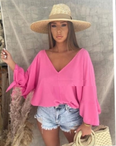 Tunika Shirt in Pink mit Schleifen