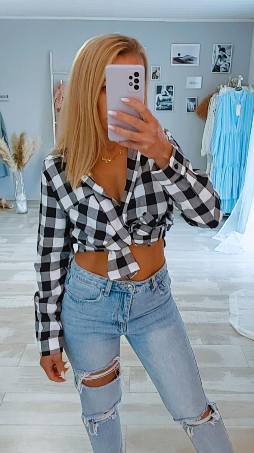 Karo long Hemd/Kleid