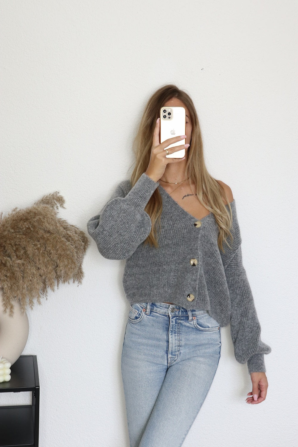 Cardigan Grün / Grey / Altrosa "Lena"