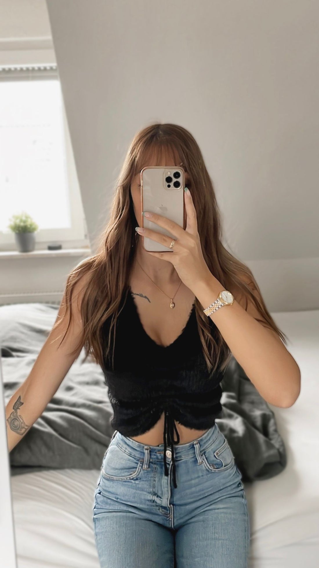 Plüsch Top mit Raffung in 3 Farben