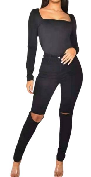 Jeans black mit Cut mit Stretch